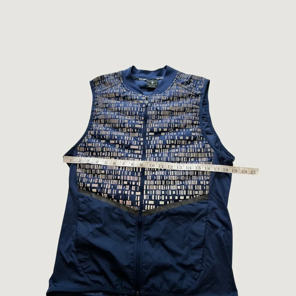 Nike Aeroloft Running Vest Womens Medium Navy Blue Quilted Down Puffer 800497